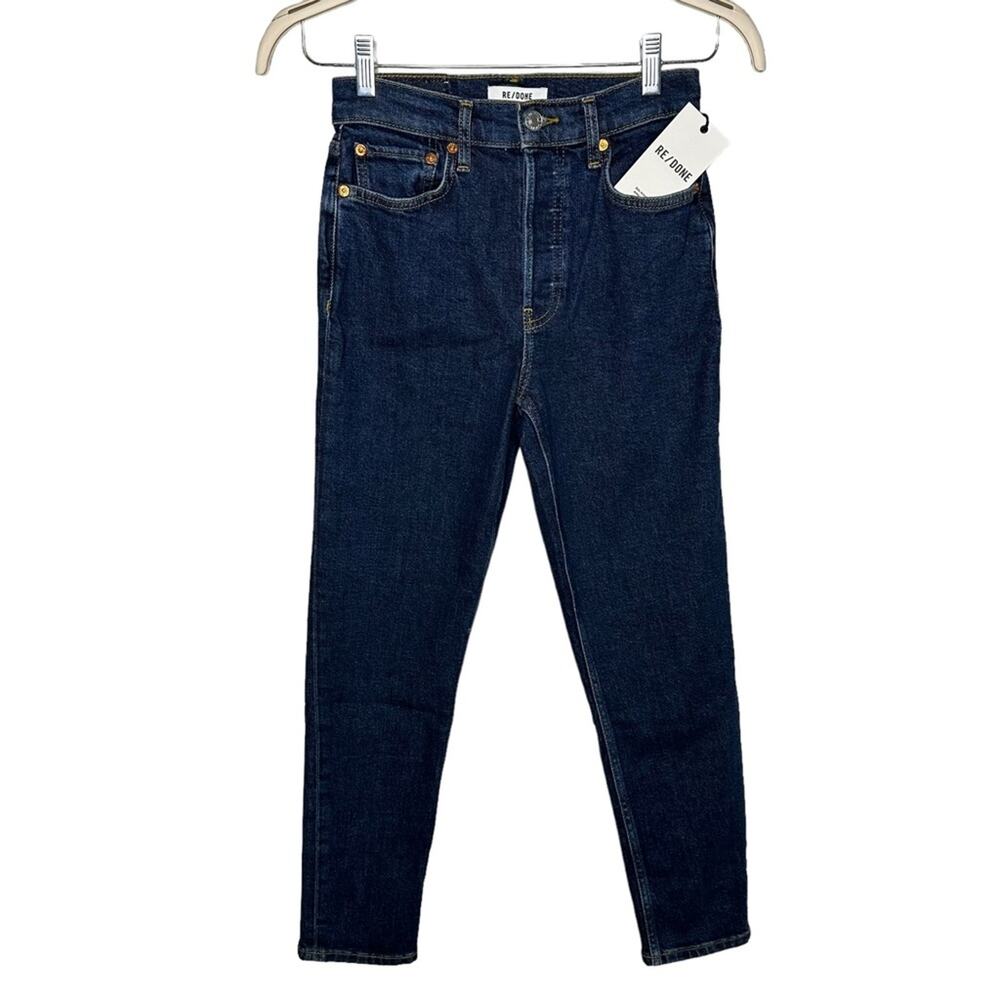 Re/Done 90s High Rise Ankle Crop Dark Rinse - Picture 2 of 9